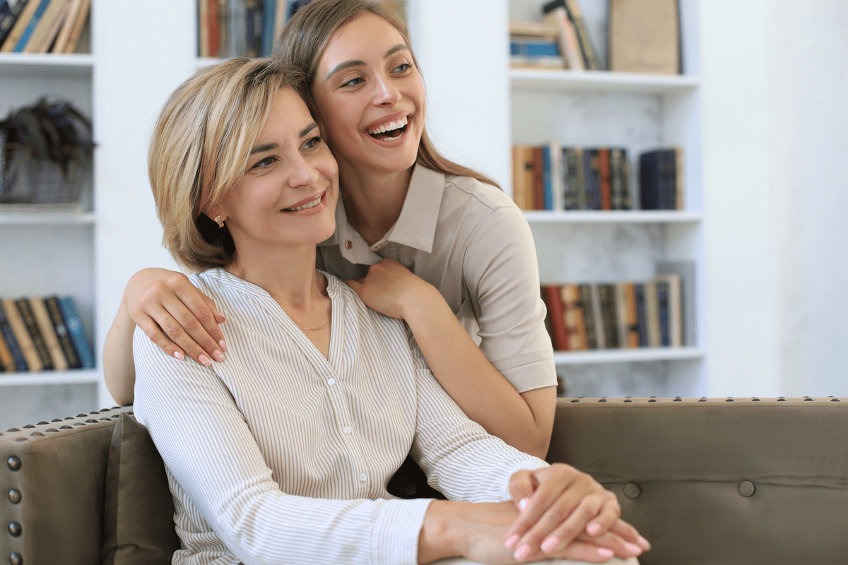 Beautiful middle aged mom and her adult daughter
