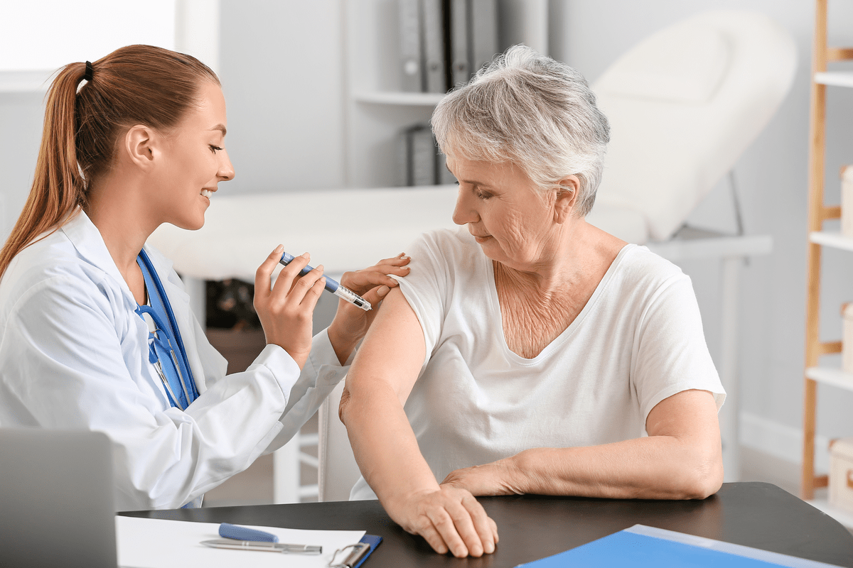 Senior diabetic woman visiting doctor in clinic