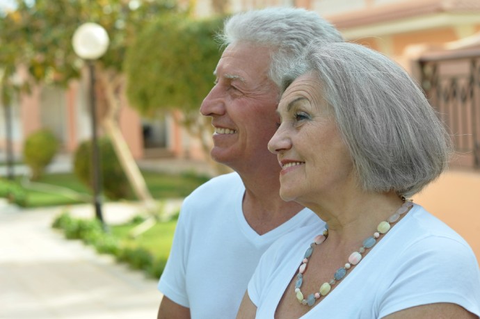 Senior couple at hotel resort